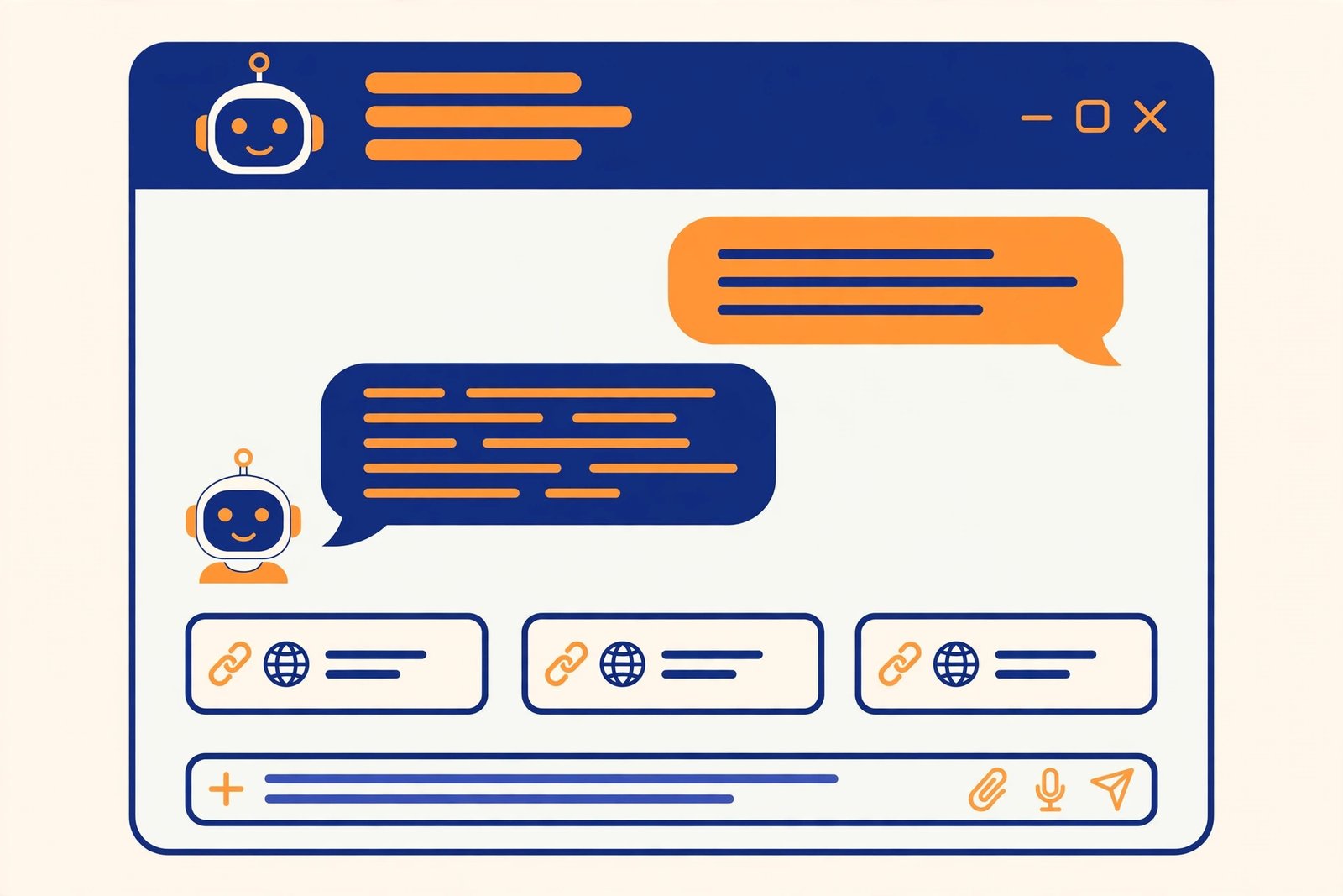 Illustration of an AI chatbot citing website sources in its answer